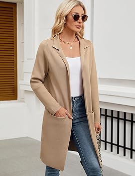 Coatigan for Women Petite Fall Long Knitted Sweaters Coats